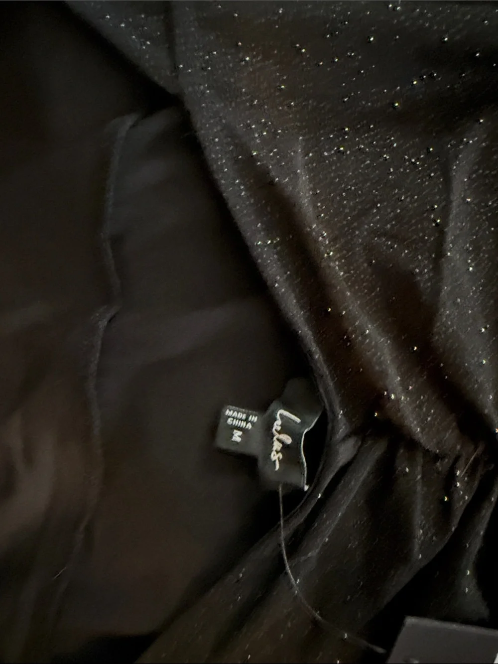 Lulu's Black Long-Sleeve Sparkle V-Neck Dress